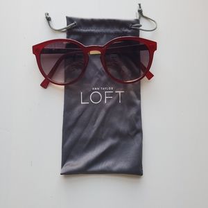 Loft red sunglasses with case